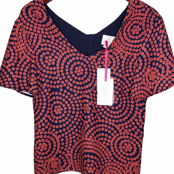 JB by JULIE BROWN NWT Samantha Lily Pond Zip Back Top Size 6 in Red and Navy - Picture 5 of 15